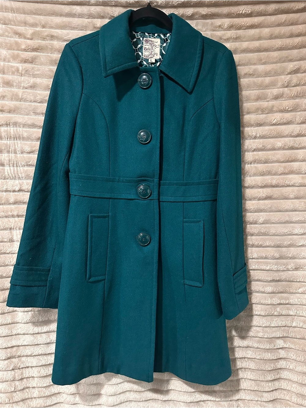 Stunning Vintage Teal Women’s Wool trench coat